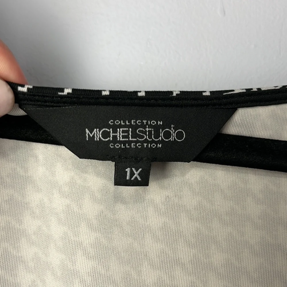 1X Michael Studio Black and White Houndstooth Dress - Picture 2 of 12